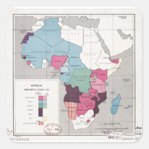 Adesivo Quadrado Mapa de África, Divisões Administrativas (1957)