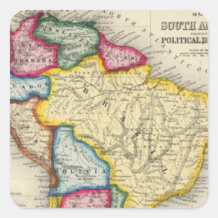 Adesivo Quadrado Mapa de Ámérica do Sul