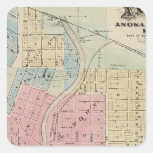 Adesivo Quadrado Mapa de Anoka, Anoka County, Minnesota