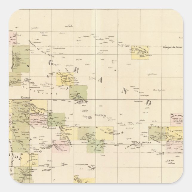 Adesivo Quadrado Mapa de Assembleia da Oceânia (Frente)