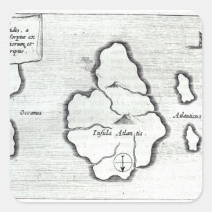 Adesivo Quadrado Mapa de Atlantis, de Mundus Subterraneus