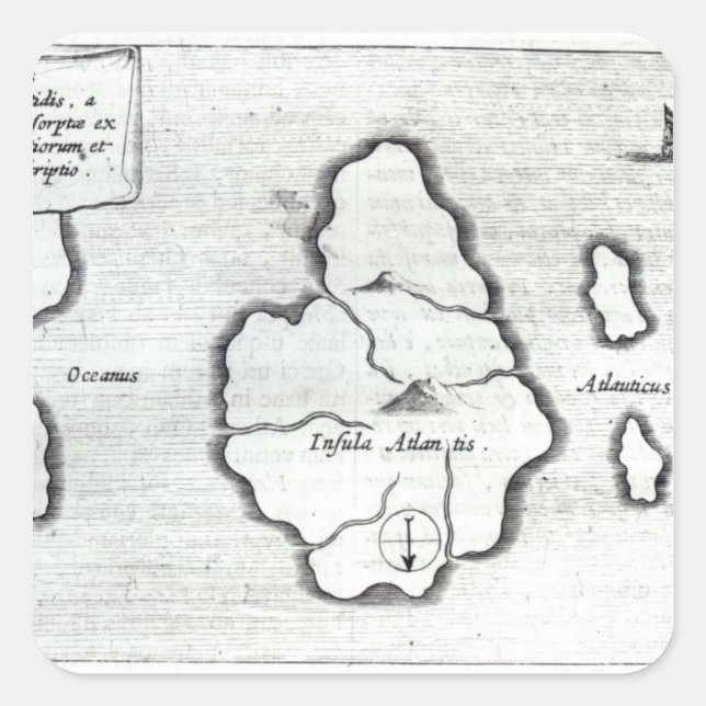 Adesivo Quadrado Mapa de Atlantis, de Mundus Subterraneus (Frente)