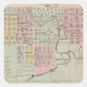 Adesivo Quadrado Mapa de Austin, Condado de Mower, Minnesota