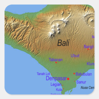 Adesivo Quadrado Mapa de Bali Holliday