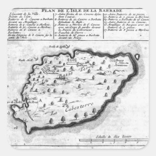 Adesivo Quadrado Mapa de Barbados