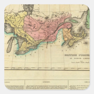 Adesivo Quadrado Mapa de Canadá superior e mais baixo