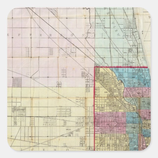 Adesivo Quadrado Mapa de Chicago (Frente)