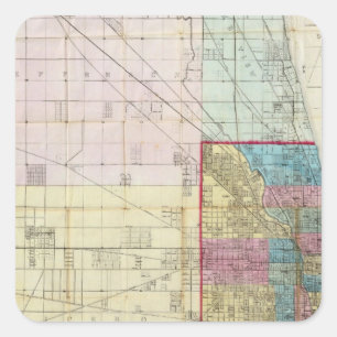 Adesivo Quadrado Mapa de Chicago