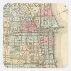 Adesivo Quadrado Mapa de Chicago por Mitchell