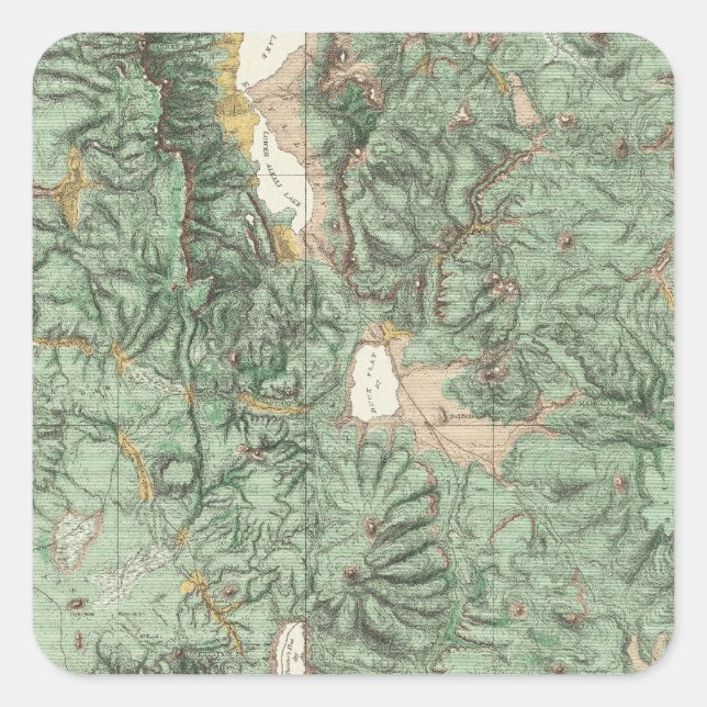 Adesivo Quadrado Mapa de Classificação de Terra de Nevada (Frente)