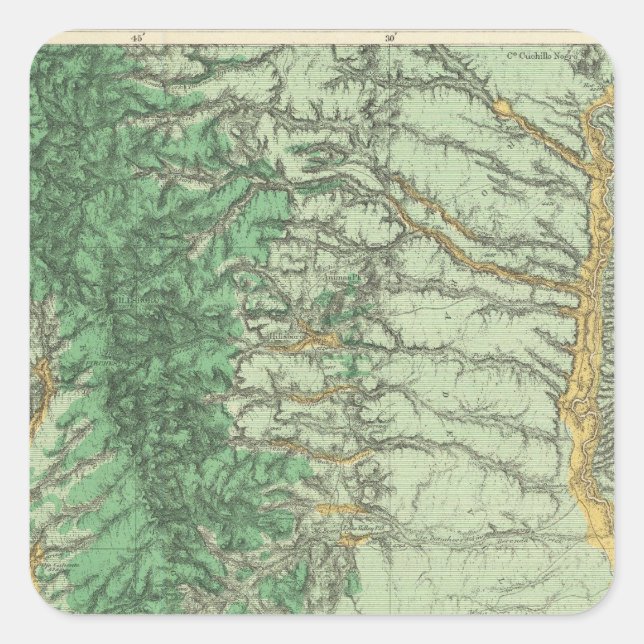 Adesivo Quadrado Mapa de Classificação de Terra do Sudoeste do Novo (Frente)