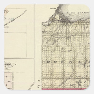 Adesivo Quadrado Mapa de condados de Douglas e de Burnett