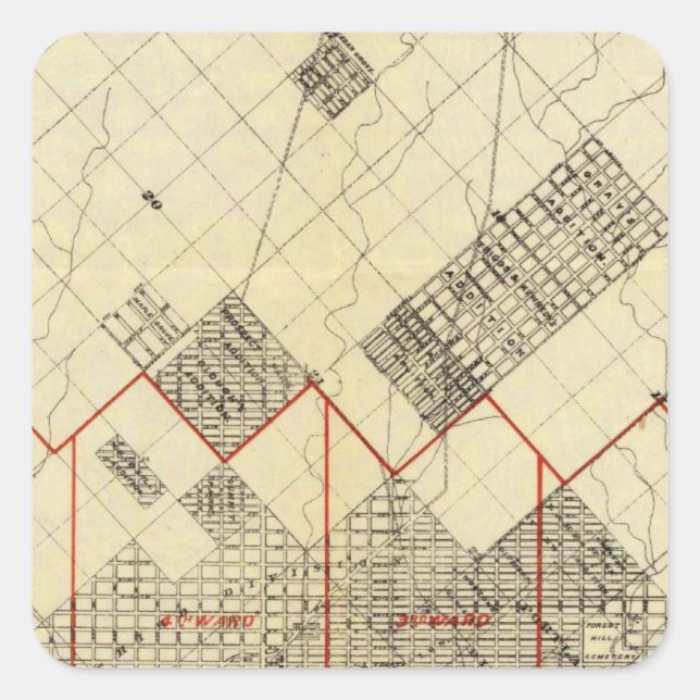 Adesivo Quadrado Mapa de Contorno de Duluth e Suburbs (Frente)