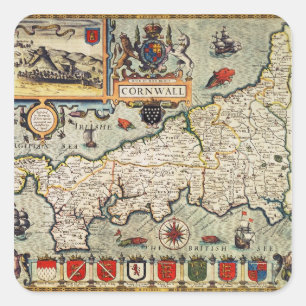 Adesivo Quadrado Mapa de Cornualha