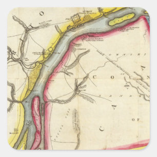 Adesivo Quadrado Mapa de Detroit River e do país adjacente