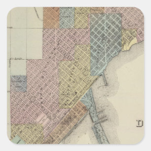 Adesivo Quadrado Mapa de Duluth, o Condado de St. Louis, Minnesota