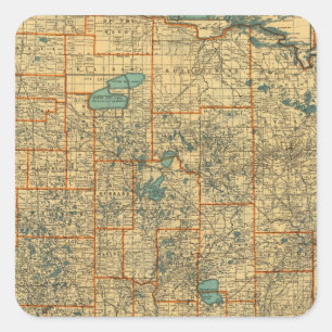 Adesivo Quadrado Mapa de estradas de Minnesota