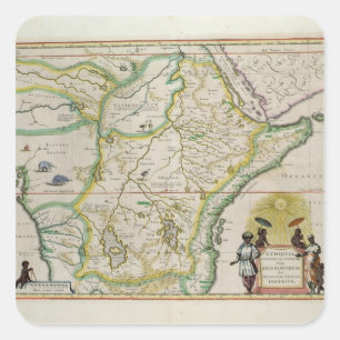 Adesivo Quadrado Mapa de Etiópia que mostra cinco estados africano
