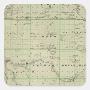 Adesivo Quadrado Mapa de Faribault County, Minnesota