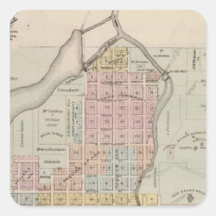 Adesivo Quadrado Mapa de Faribault, o Condado de Rice, Minnesota