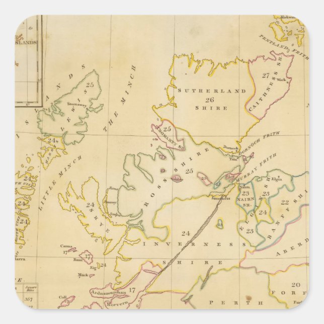 Adesivo Quadrado Mapa de índice (Frente)