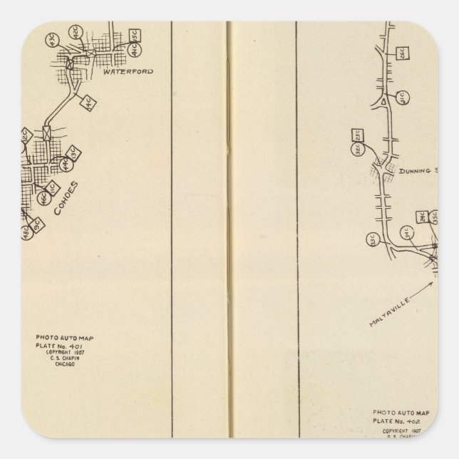 Adesivo Quadrado Mapa de índice Albany, Primaveras Saratoga (Frente)