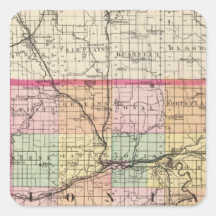Adesivo Quadrado Mapa de Ionia County, Michigan