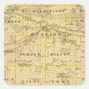 Adesivo Quadrado Mapa de Iowa County, estado de Iowa