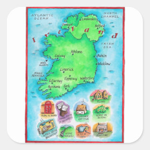 Adesivo Quadrado Mapa de Ireland