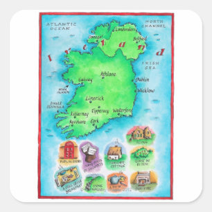 Adesivo Quadrado Mapa de Ireland