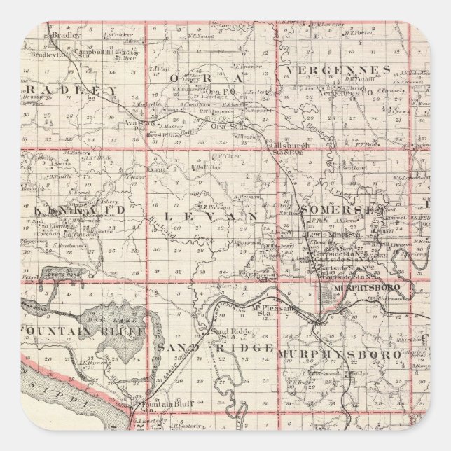 Adesivo Quadrado Mapa de Jackson County, Grand Tower (Frente)