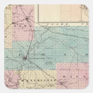 Adesivo Quadrado Mapa de Jackson County, Plat of Friendship