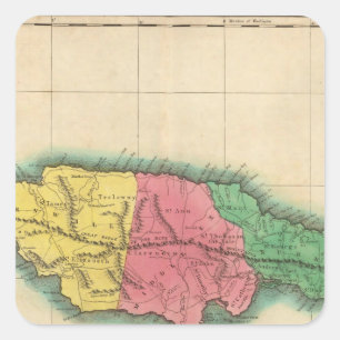 Adesivo Quadrado Mapa de Jamaica