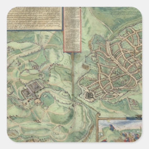 Adesivo Quadrado Mapa de Jerusalem, 'de Civitates Orbis Terrarum