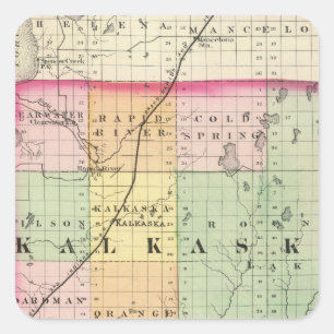 Adesivo Quadrado Mapa de Kalkaska County, Michigan