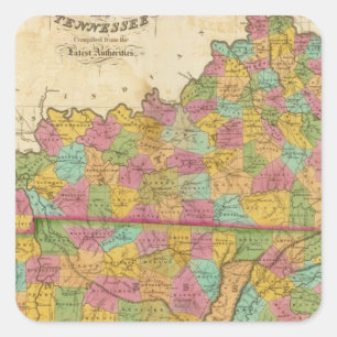 Adesivo Quadrado Mapa de Kentucky e de Tennessee