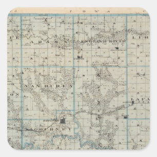 Adesivo Quadrado Mapa de Keokuk County, estado de Iowa