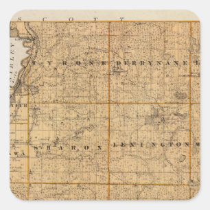 Adesivo Quadrado Mapa de Le Sueur County, Minnesota
