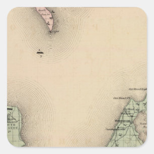 Adesivo Quadrado Mapa de Leelanau County, Michigan