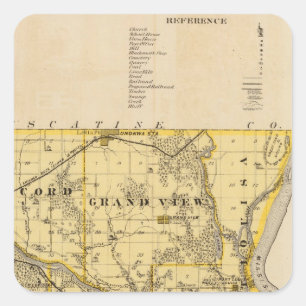 Adesivo Quadrado Mapa de Louisa County, estado de Iowa