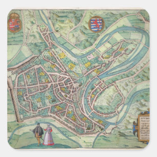 Adesivo Quadrado Mapa de Luxembourg, 'de Civitates Orbis Terrarum