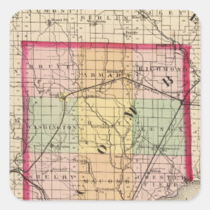 Adesivo Quadrado Mapa de Macomb County, Michigan