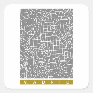 Adesivo Quadrado Mapa de Madrid