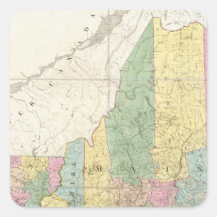 Adesivo Quadrado Mapa de Maine, New Hampshire, Vermont