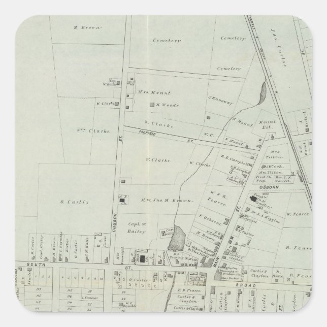 Adesivo Quadrado Mapa de Manasquan, Nova Jersey (Frente)