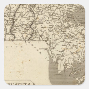 Adesivo Quadrado Mapa de Massachusetts por Arrowsmith
