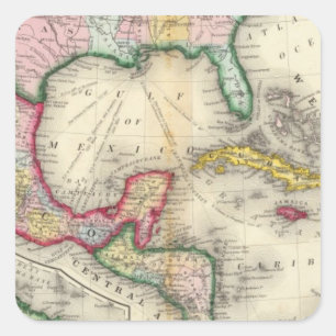 Adesivo Quadrado Mapa de México, América Central