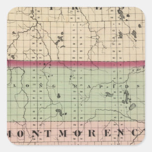 Adesivo Quadrado Mapa de Montmorency County, Michigan