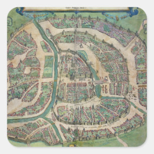 Adesivo Quadrado Mapa de Moscovo, de "Civitates Orbis Terrarum"