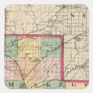Adesivo Quadrado Mapa de Muskegon County, Michigan